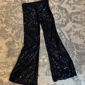 Free people navy sequin bell bottoms